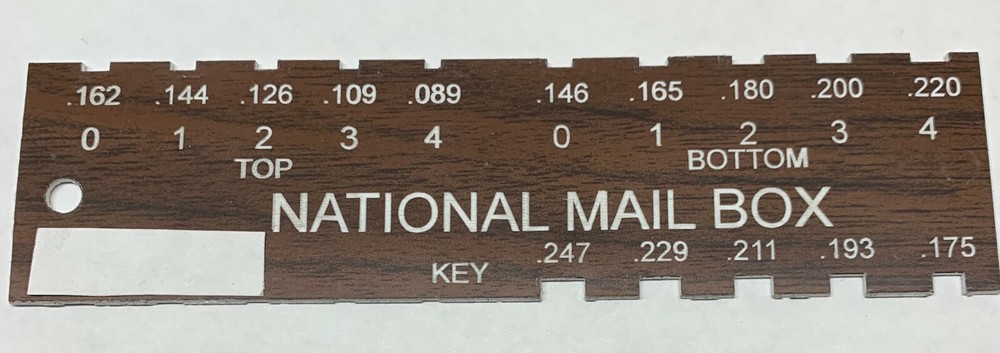 Locksmith Pin Gauge for National Mailbox