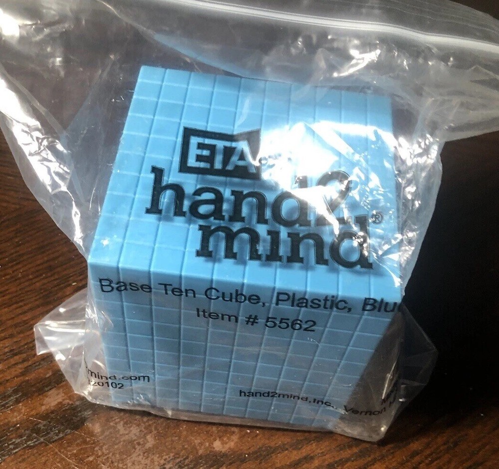 ETA 10 x 10 x 10 Math Manipulative Cube 5579  Blue Hard Plastic Hand2Mind