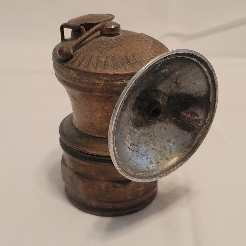 Vintage Auto Lite Brass Carbide Mining Head Lamp