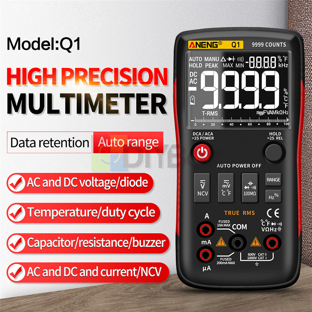 ANENG Q1 Backlight Digital Handheld Multimeter 9999 Counts Tester Auto-Ranging