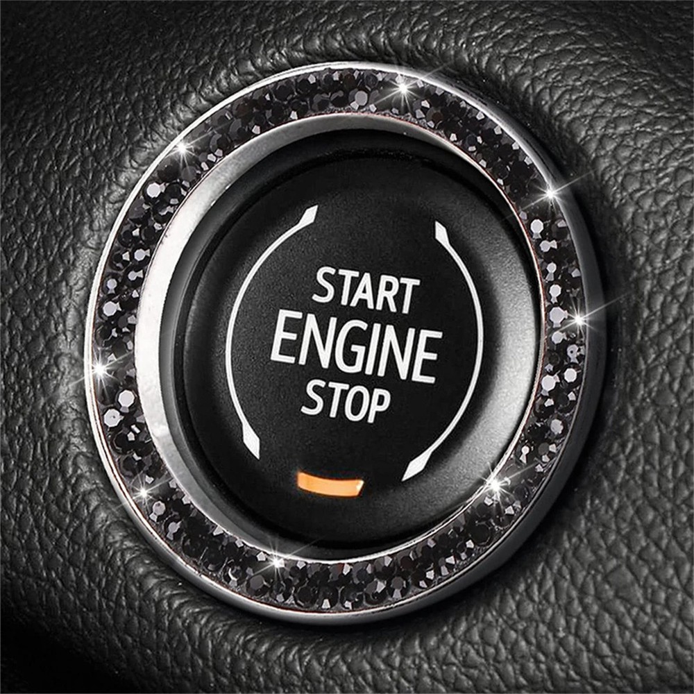 Engine Start Stop Switch Button Crystal Rhinestone Cover Protector Ring Hand - s