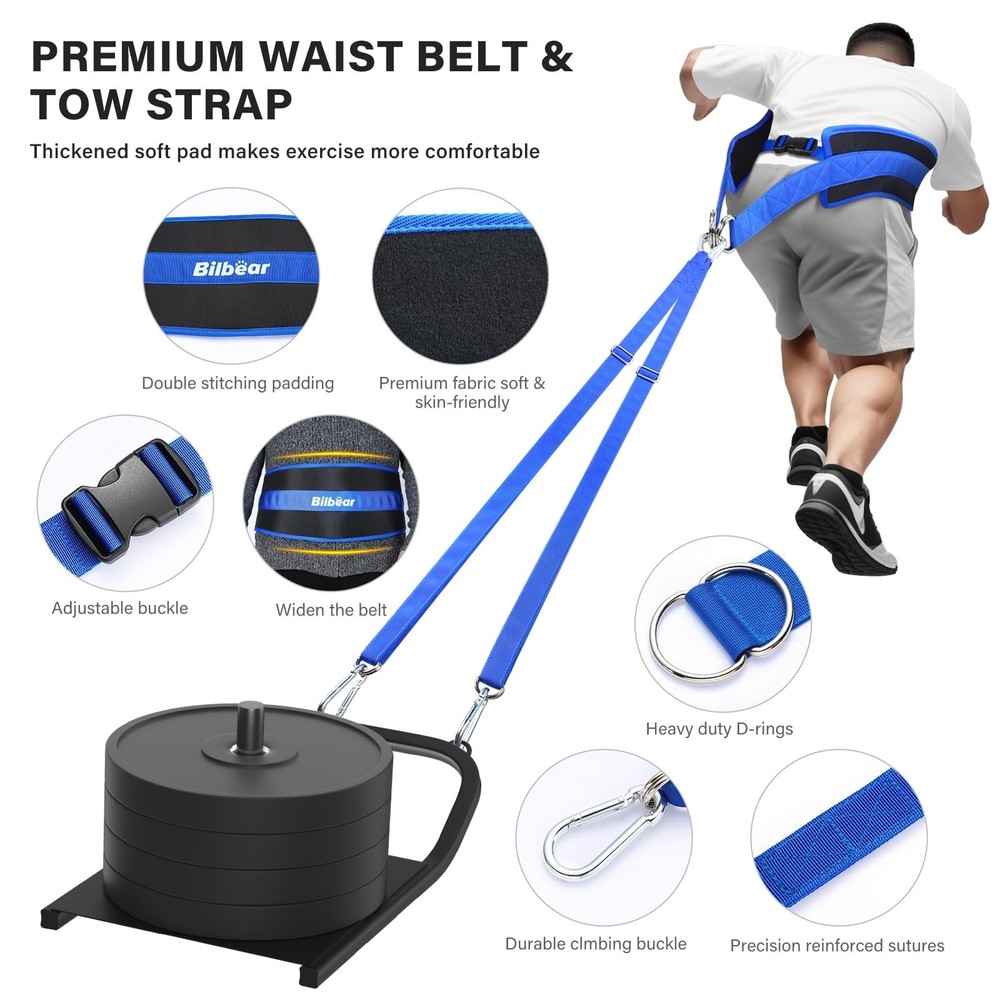 Bilbear Sled Pulling Belt,Adjustable Sled Training Waist Belt, Belt for Pulli...