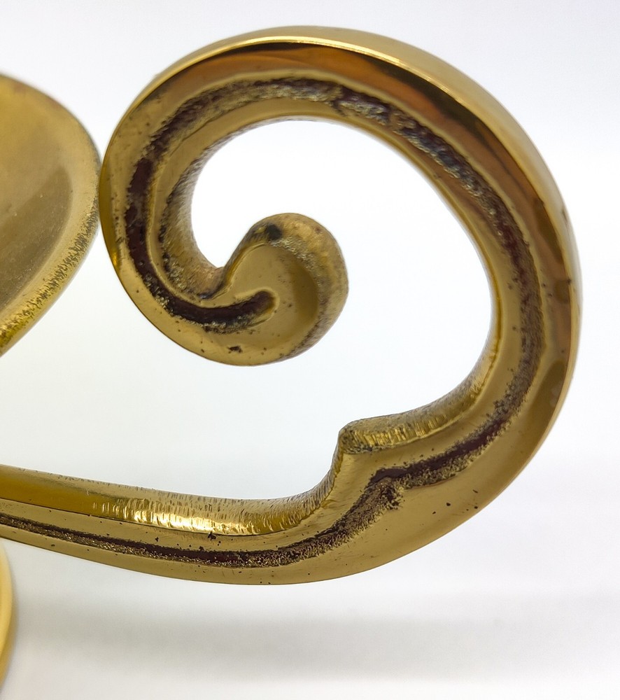 Vintage Brass Candle Holder With Curled Handle