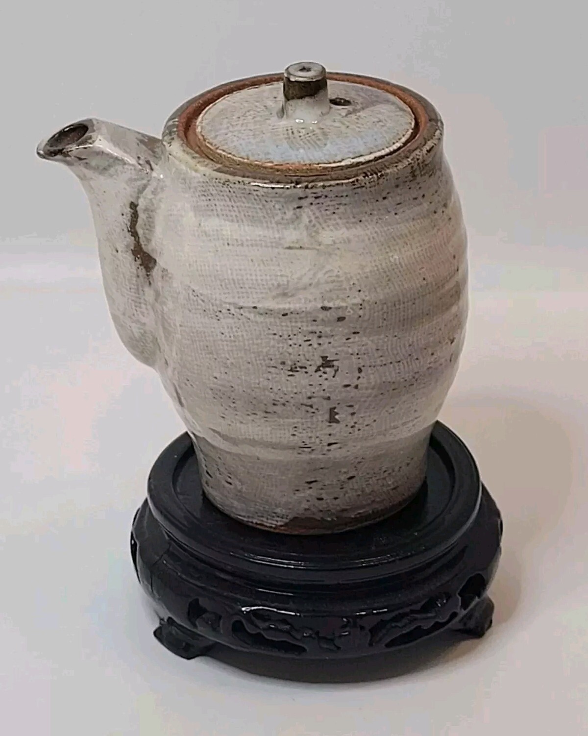 Asian Style Ceramic Saki/Sauce Server/Decor Flower Design Textured Look 4.5"