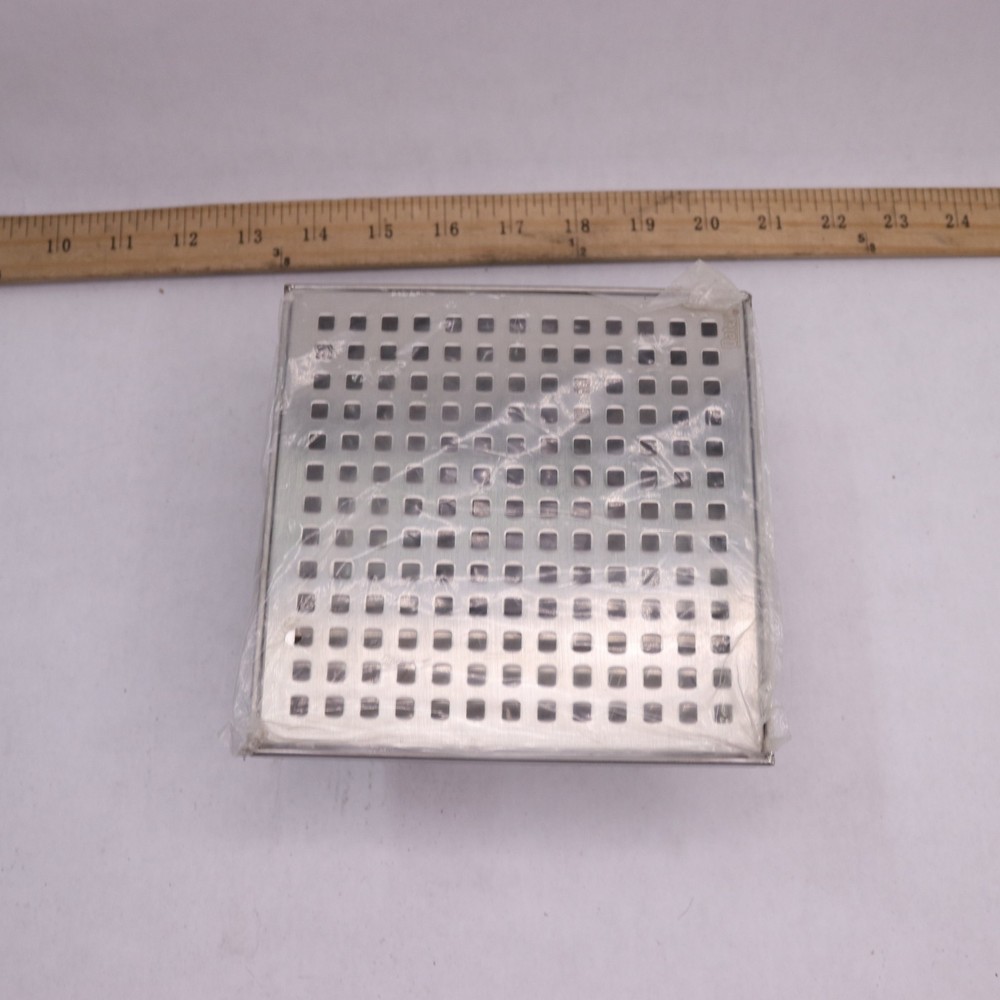 Designline Shower Drain with Square Pattern 6" x 6" - Missing Nut and Hook