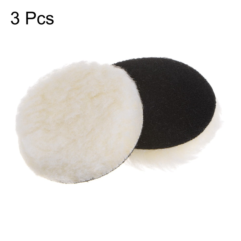 3pcs Wool Buffing Pads 3" Polishing Pad Polishing Buffing Pad Hook and Loop