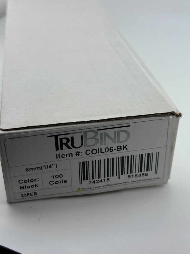 100 Pack Plastic Spiral Binding Coils Multi Size 6mm Black TruBind