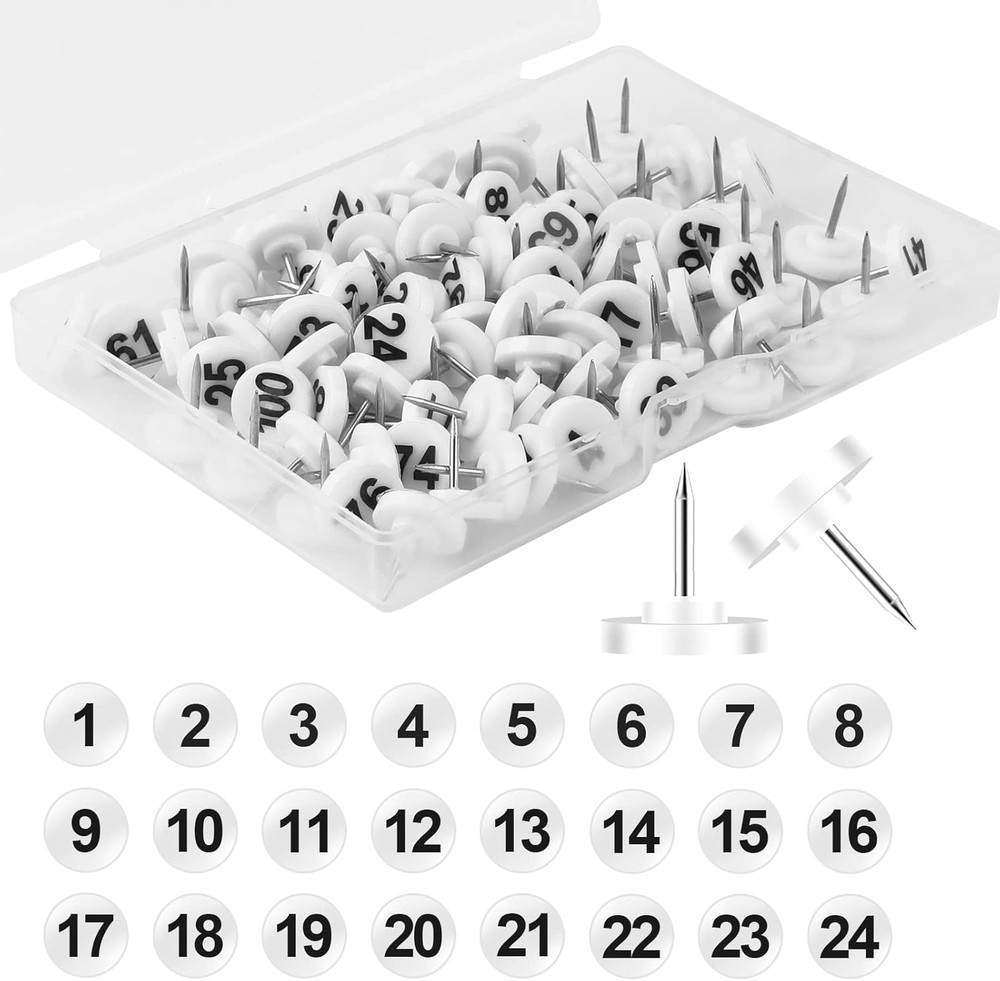 100Pcs Numbered Push Pin Tacks, 1-100 Sequential Number Tacks Push Pins