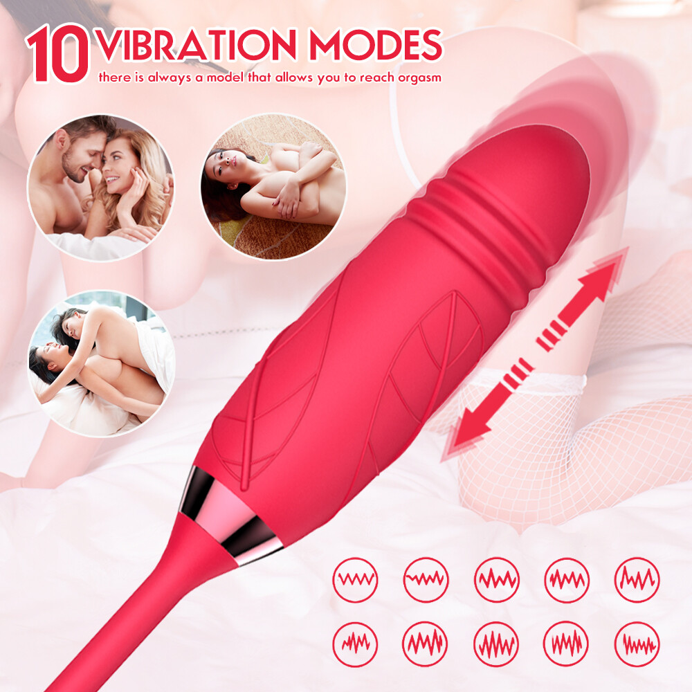 Clit Pump Sucking Rose Vibrator G-Spot Telescopic Dildo Adult Sex Toys for Women