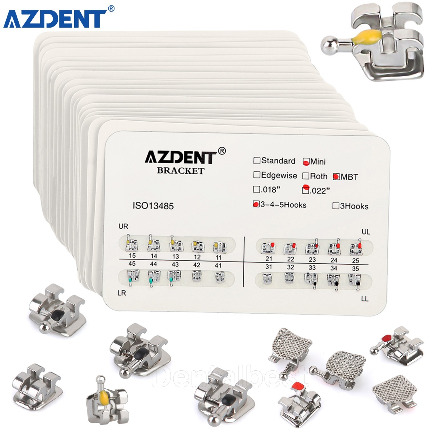 Dental Orthodontic Brackets Brace Standard Mini MBT Roth Slot 018/022 with Hooks