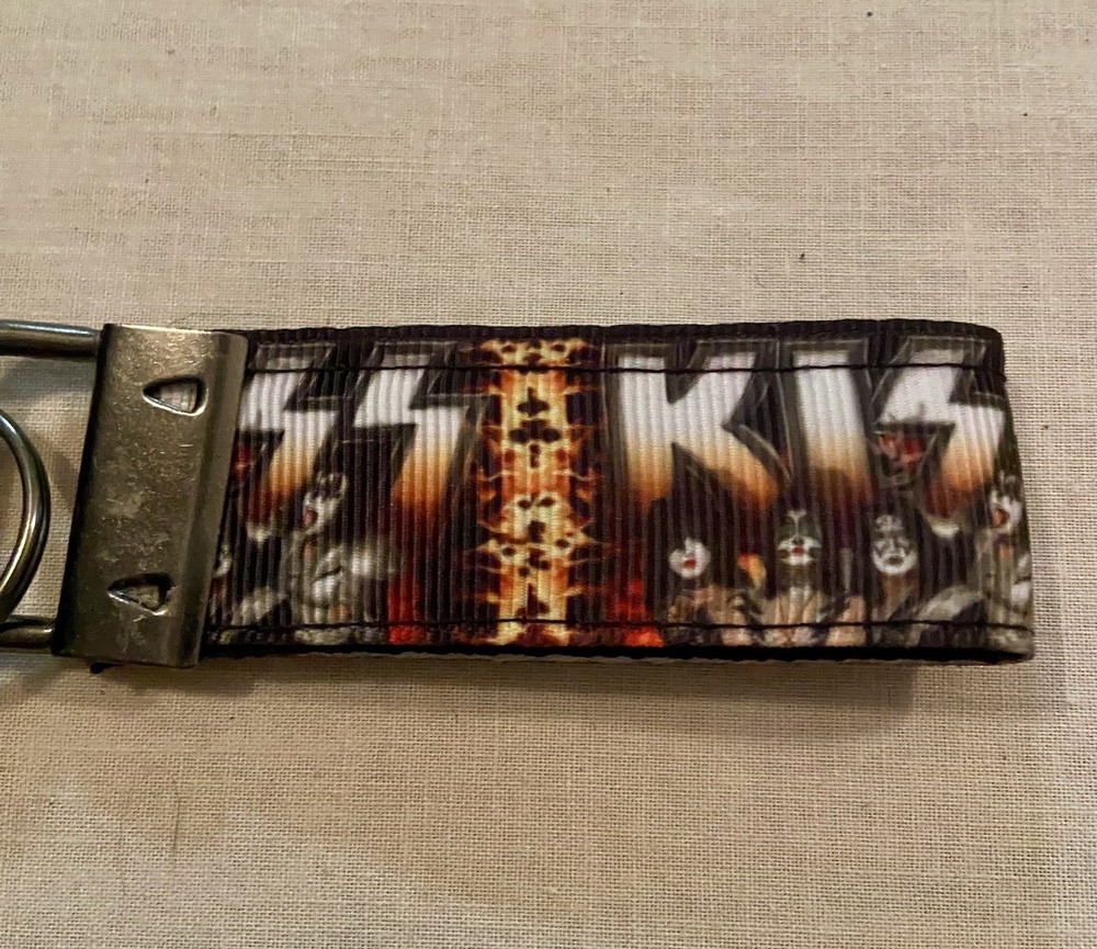 KISS Rock Band 4” Key Fob With Musical Notes Charm Attached