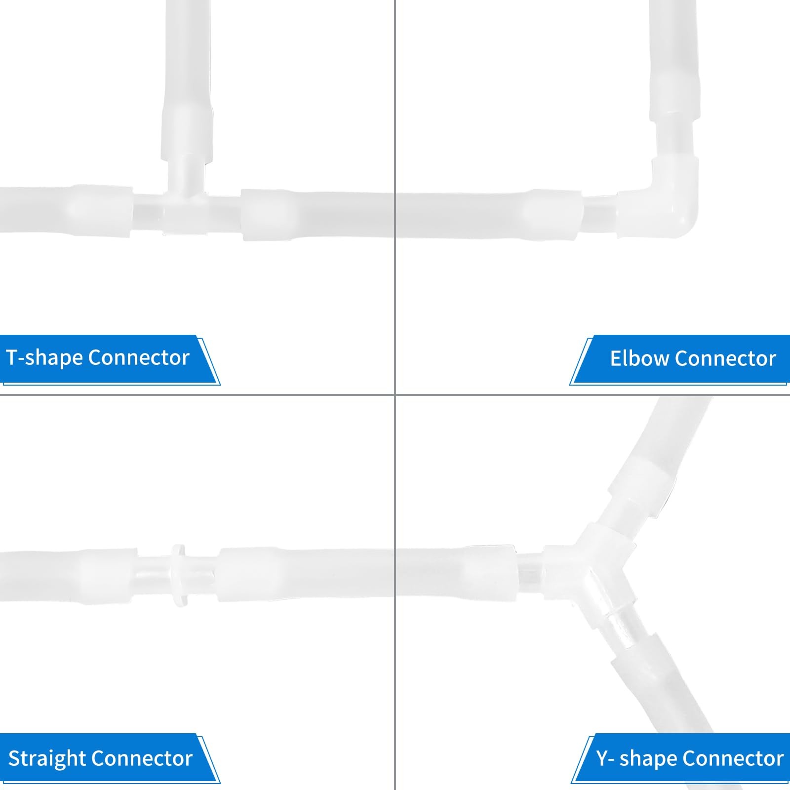 Aquarium Airline Tubing Connector, Fish Tank Air Pump Connector, Plastic, 40Pcs