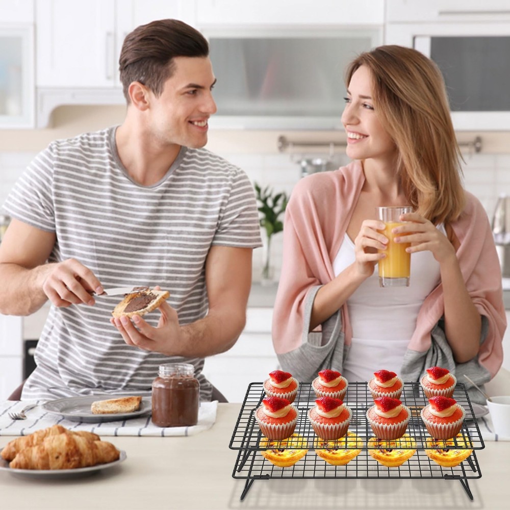 13.4" × 9.4" Stackable Cupcakes Cooling Racks – 2-Pack Nonstick Carbo