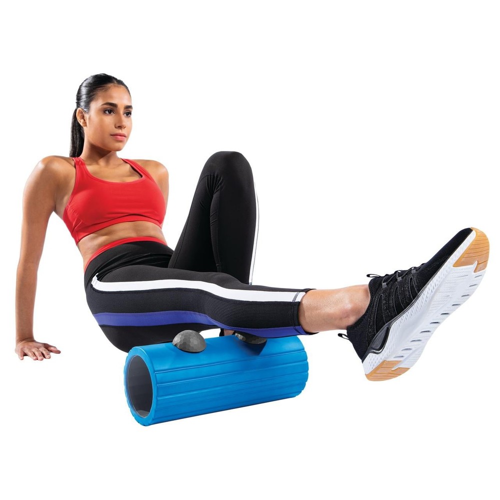 13" Hollow Core Foam Roller with EVO Focus Technology, Blue/Gray