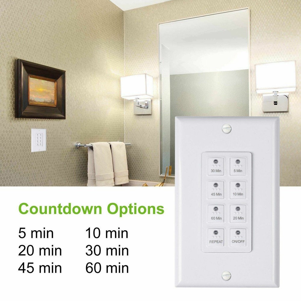 BN-LINK Countdown Digital in-Wall Timer Switch W/ Push Button 5-10-20-30-45-60m