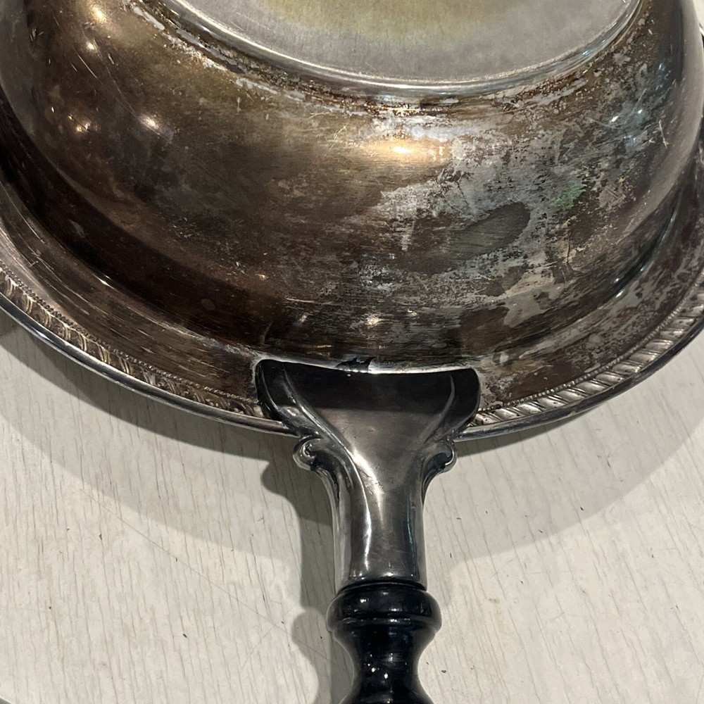 Silverplate Covered Serving Dish 3 Pc.~Pyrex Vintage Wood Handle~EUC~RARE￼