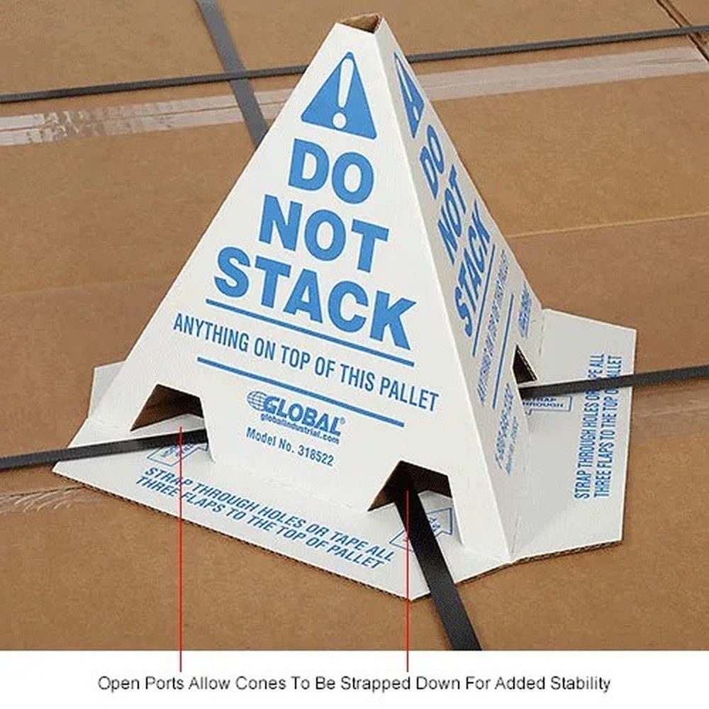Global Industrial? "Do Not Stack" Printed Pallet Cones, White, 50/Pack