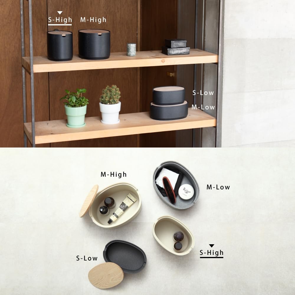 ideaco Oval Box S High stone sand black