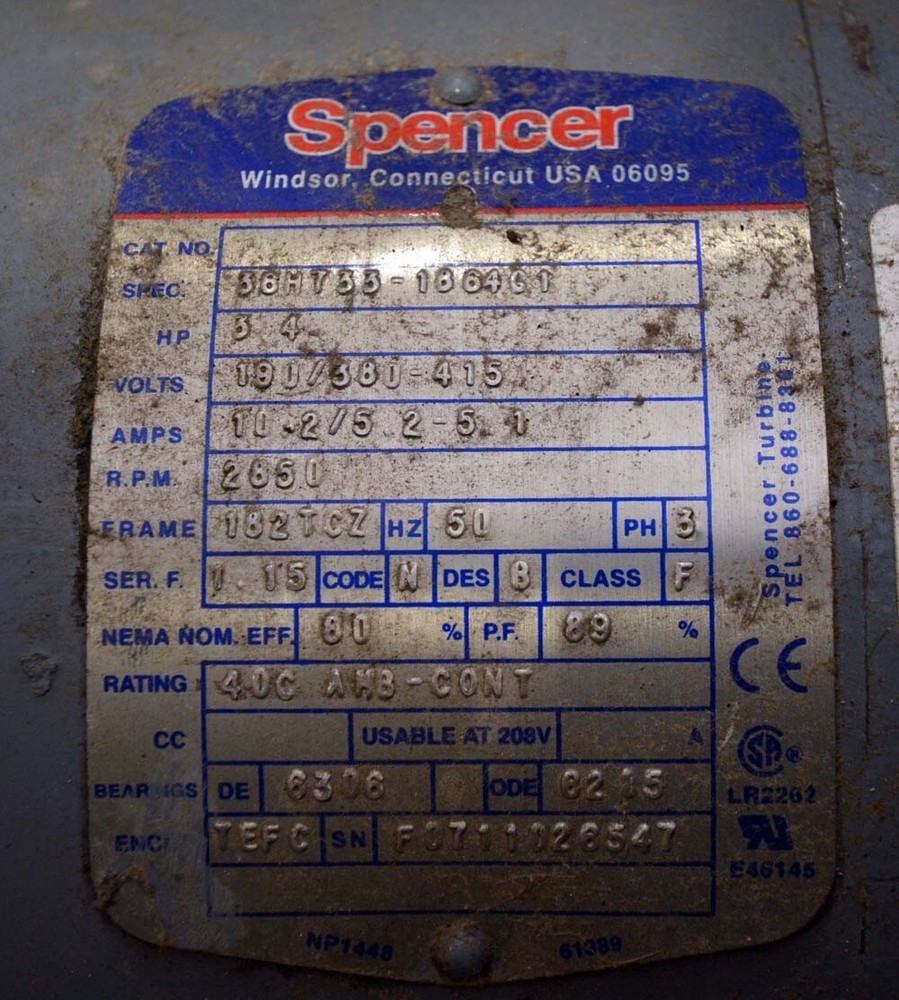 Spencer Vortex Blower VB030B-0211 (Inv.45083)