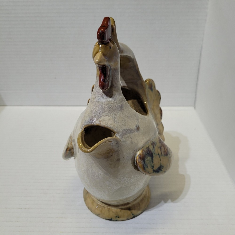 Ceramic Chicken Pitcher Glazed Handmade 9.5in