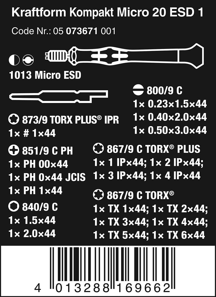 KRAFTFORM Micro-Set ESD/20 SB BIT Set Handle