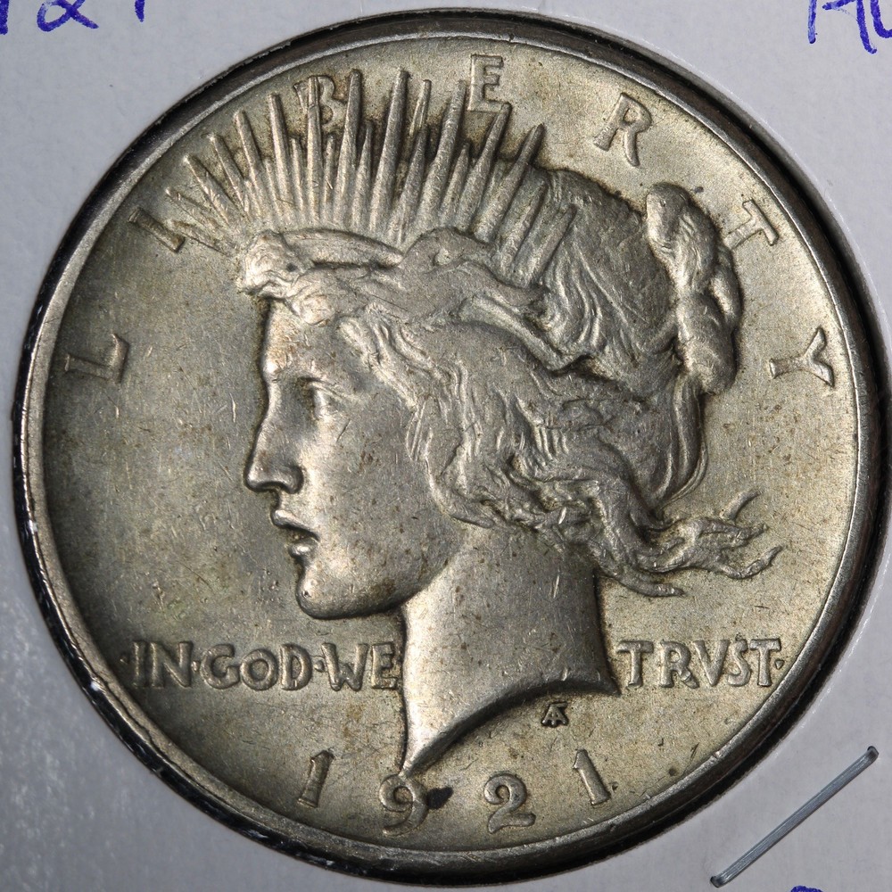 1921 Peace Silver Dollar AU E387 AKCHV