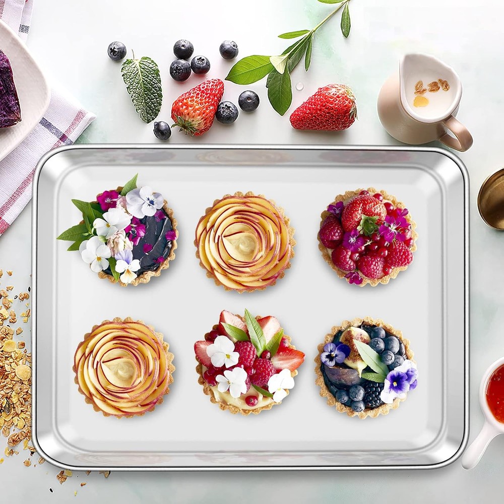 Baking Sheet with Cooling Rack Set [2 Sheets + 2 Racks], 12 inch, Silver