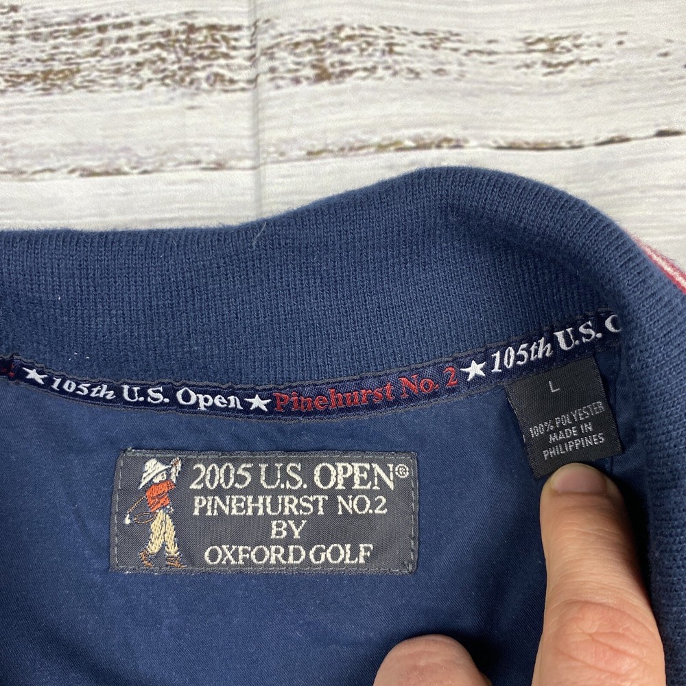 US Open Golf Pullover Windbreaker Jacket 2005 Pinehurst No. 2 Navy Sz L Packable