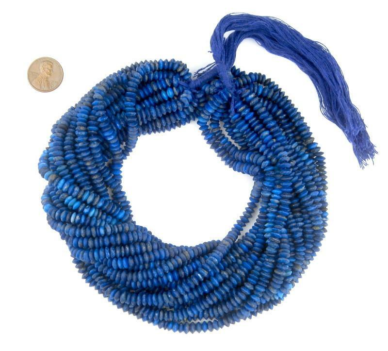 Lapis Lazuli Saucer Beads 5mm Afghanistan Blue Gemstone 14-16 Inch Strand