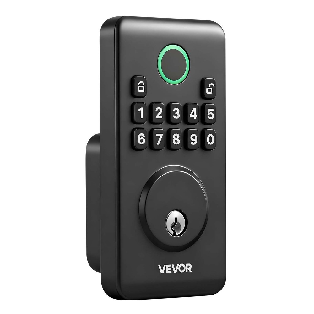 Matte Black Keyless Deadbolt: 100 Codes, Auto Lock, Backlit Keypad, IP55