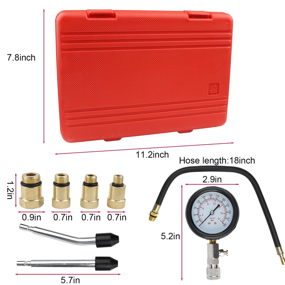 Engine Cylinder Compression Gauge Tester Kit Gas Engine Diagnostic Testing Tool