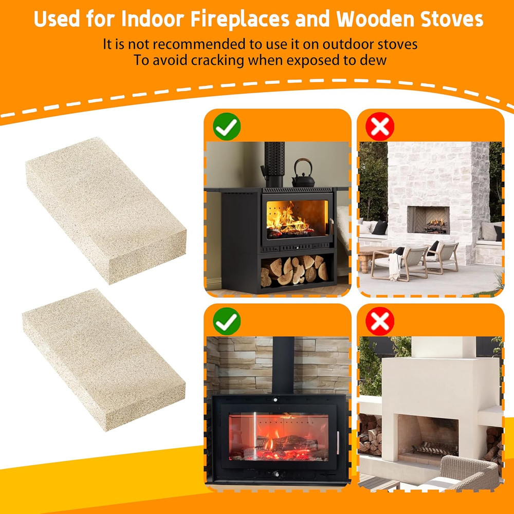 High Temperature Resistant Vermiculite Fire Bricks (6 Pack)