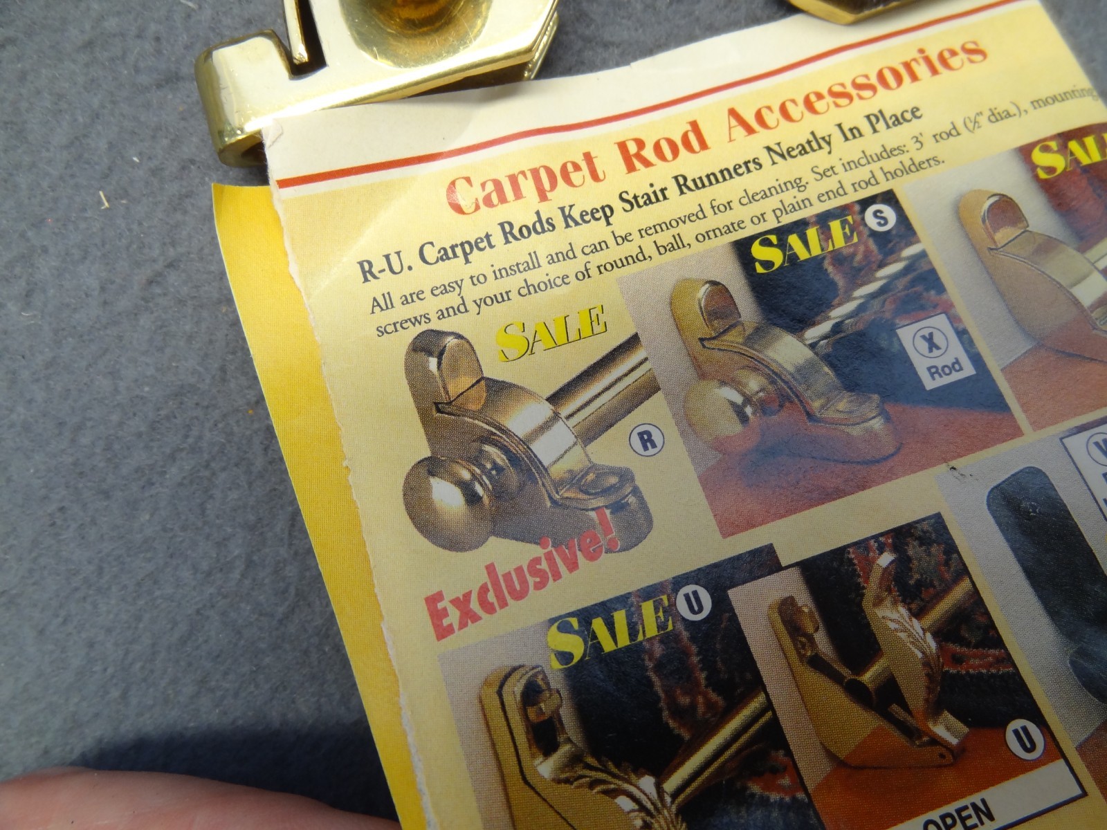 LOT (26) Carpet Rod Corner Brass Knob Bracket 13-PAIR VTG Stair Runner Rug 90s