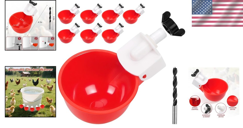 Versatile Automatic Poultry Waterer - 8 Leakproof Cups for Exceptional Use