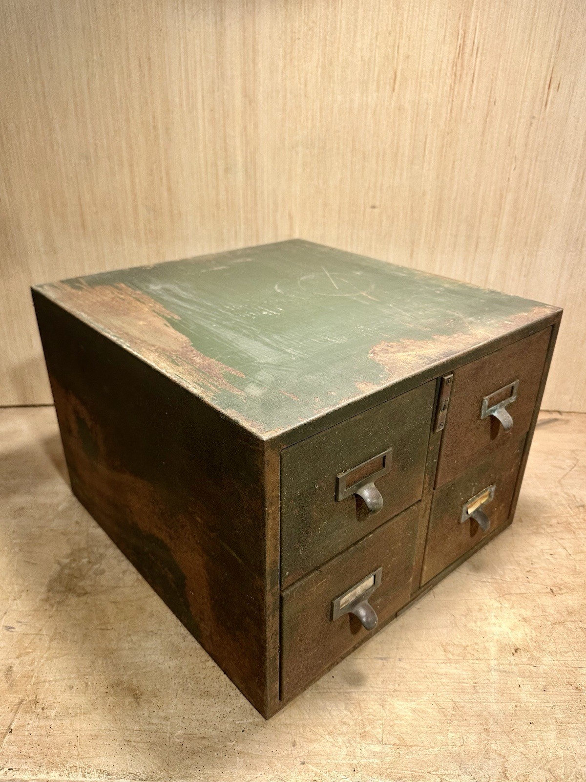 Vintage Library Bureau Sole Makers 4 Drawer Industrial Card Catalogue Box