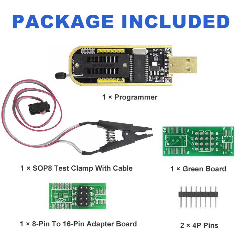 CH341A BIOS USB Programmer Flasher Writer 24 25 Series EEPROM SOP Clip Adapter