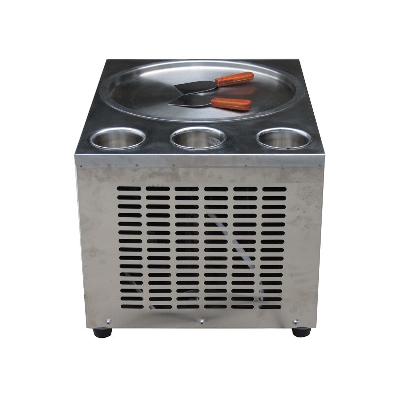 Countertop 45cm round pan with 3 tanks fried ice cream machine rolled ice cream