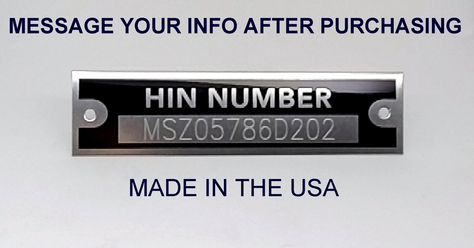 Engraved Premium Quality HIN HULL ID Number Tag Data Plate Boat Yacht