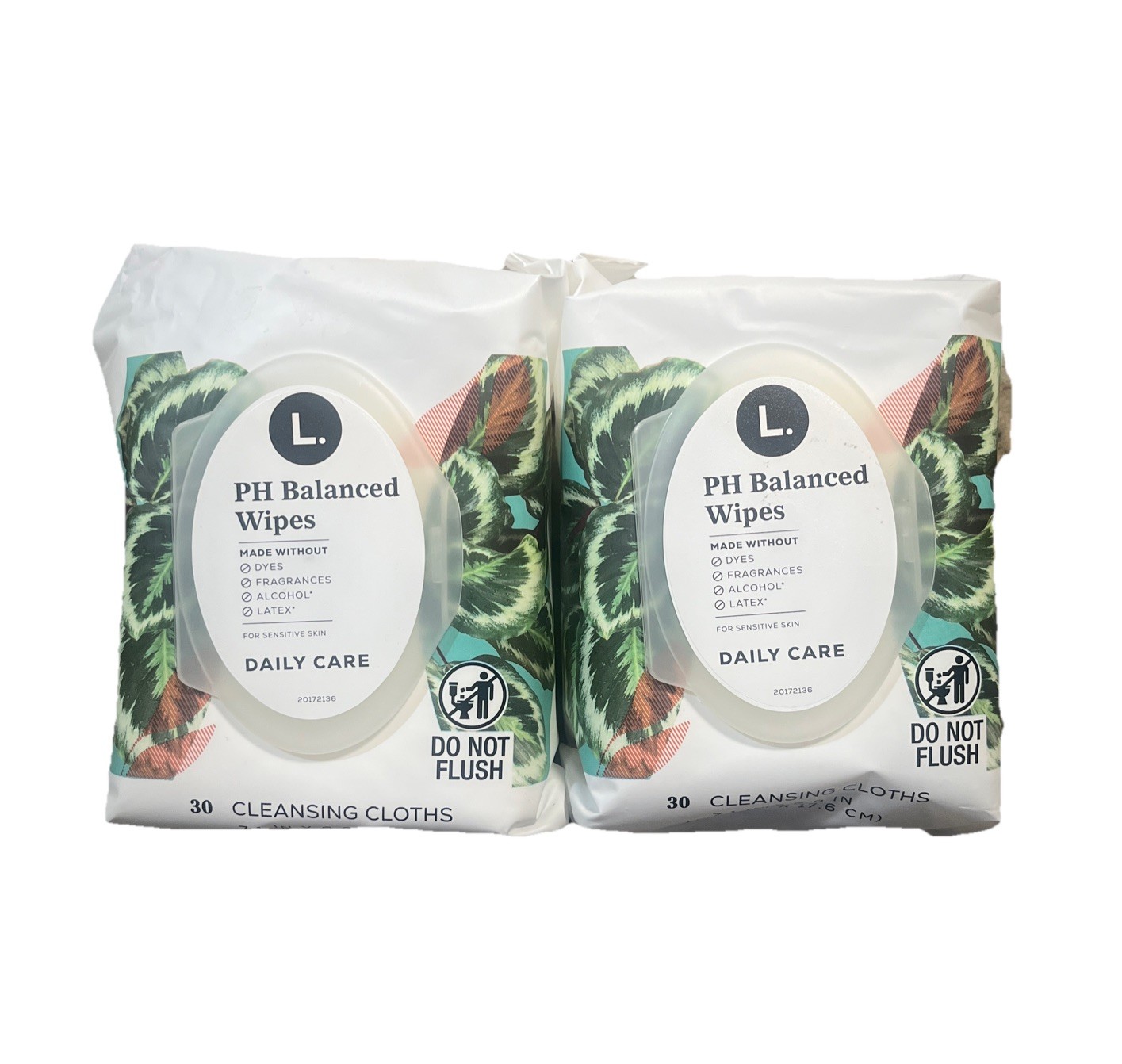 2x L. Fragrance-Free pH Balanced Feminine Wipes 30 Count Gentle Cleansing Cloths