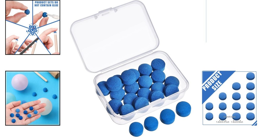 20-Piece Billiard Cue Tips Replacement Kit with Compact Storage Box