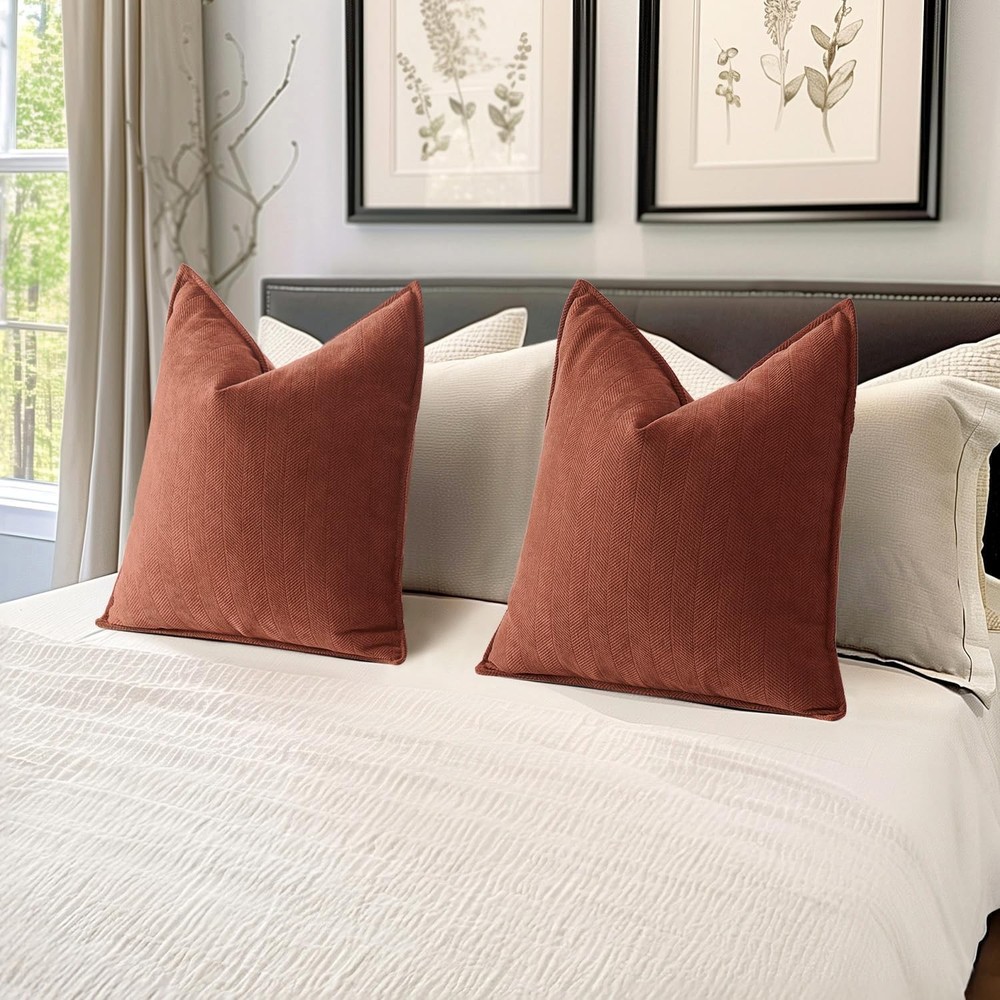 MIULEE Pack of 2 Rust Decorative Pillow Covers 18" x (Pack 2),