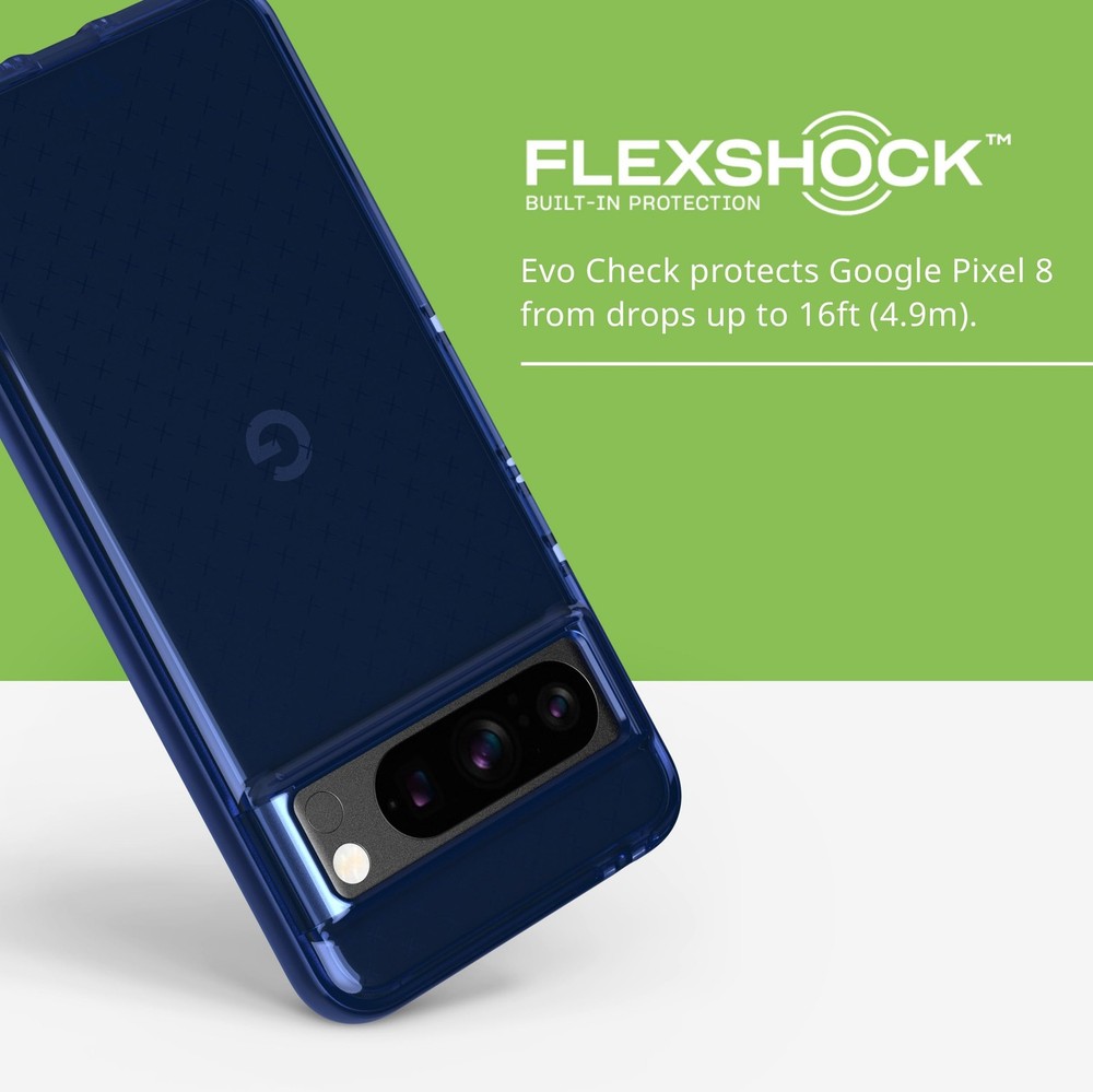 Tech21 Evo Check Google Pixel 8 Pro Case - 16ft Impact Protection-Midnight Blue