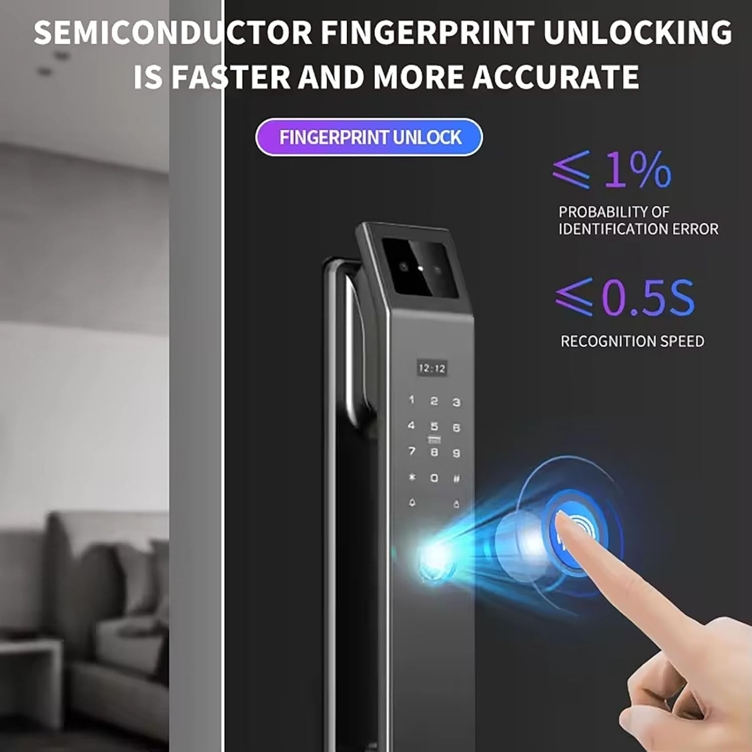 3D Face Recognition Fingerprint Password Smart Door Lock with Camera Security