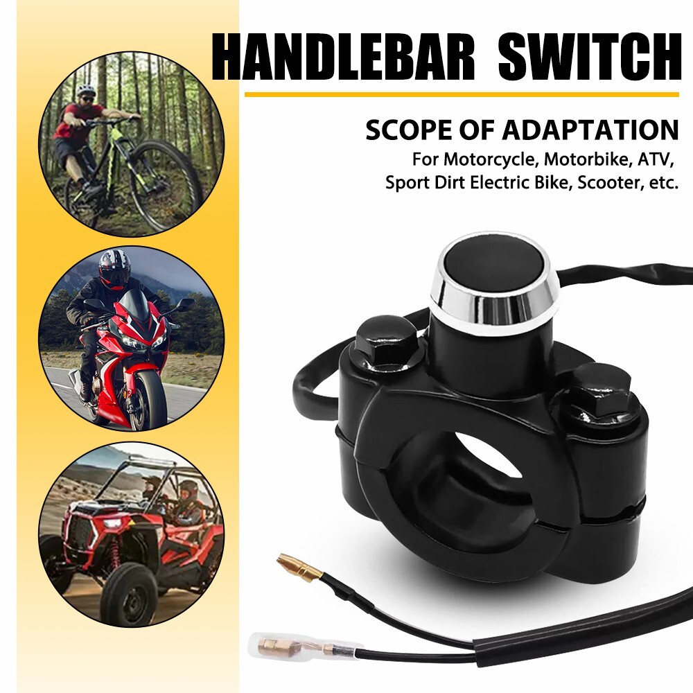 Universal 12V Motorcycle Switch Horn Handlebar Mount Push Button Momentary Start