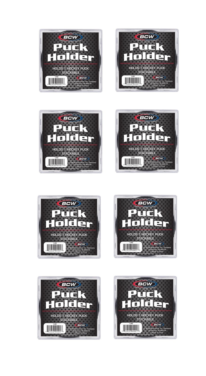 (8-Pack) BCW Square Hockey Puck Holder Cube Case Stackable For Regulation Pucks