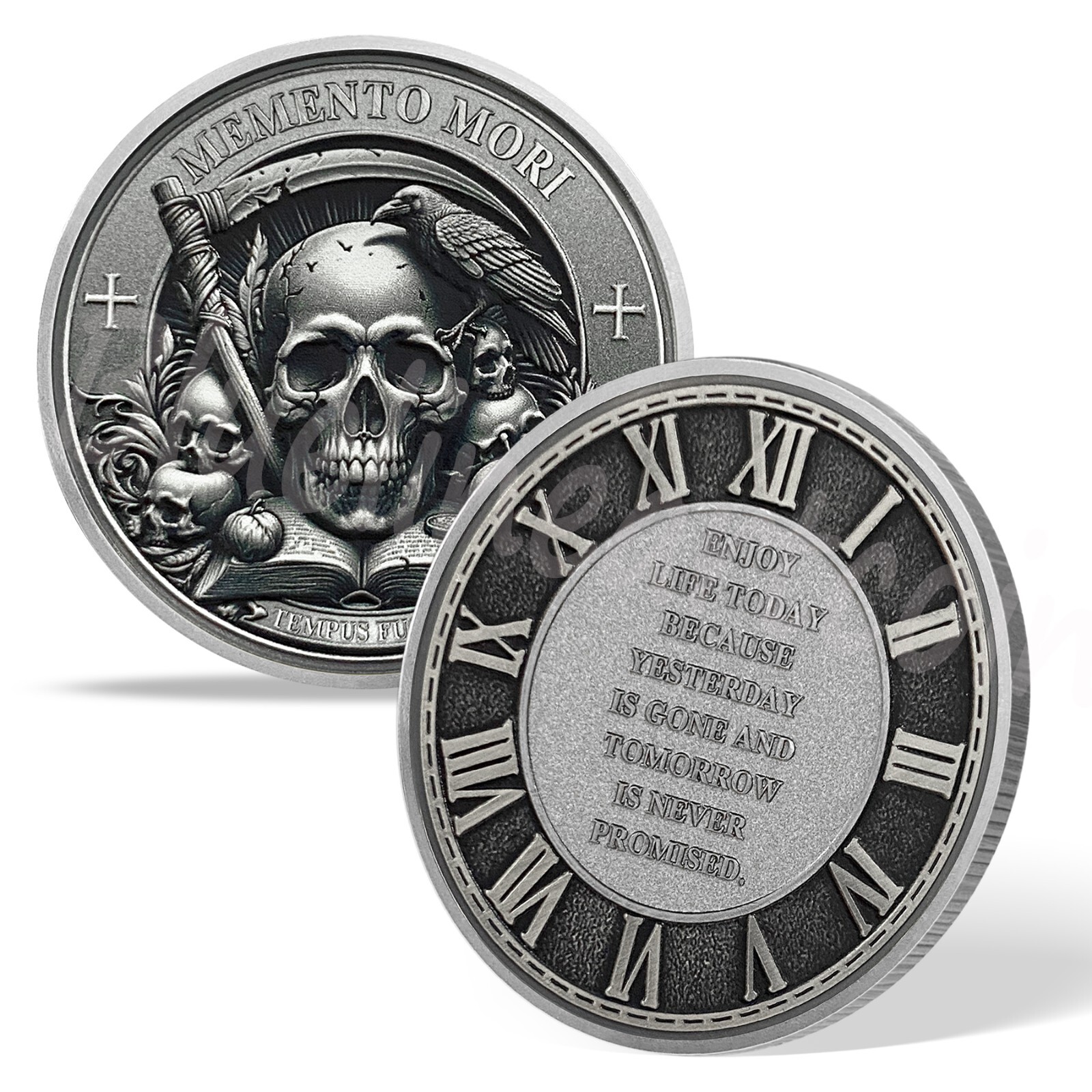 3D Skull Stoic Coin Memento Mori Coin Memento Vivere Coin Gifts For Men Women