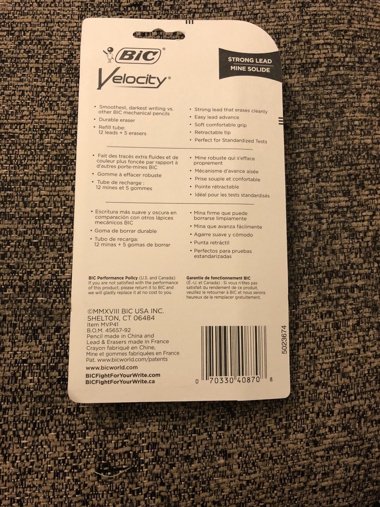 BIC, Mechanical Pencils, VELOCITY, 0.9mm, THICK, #2, COMFORTABLE GRIP