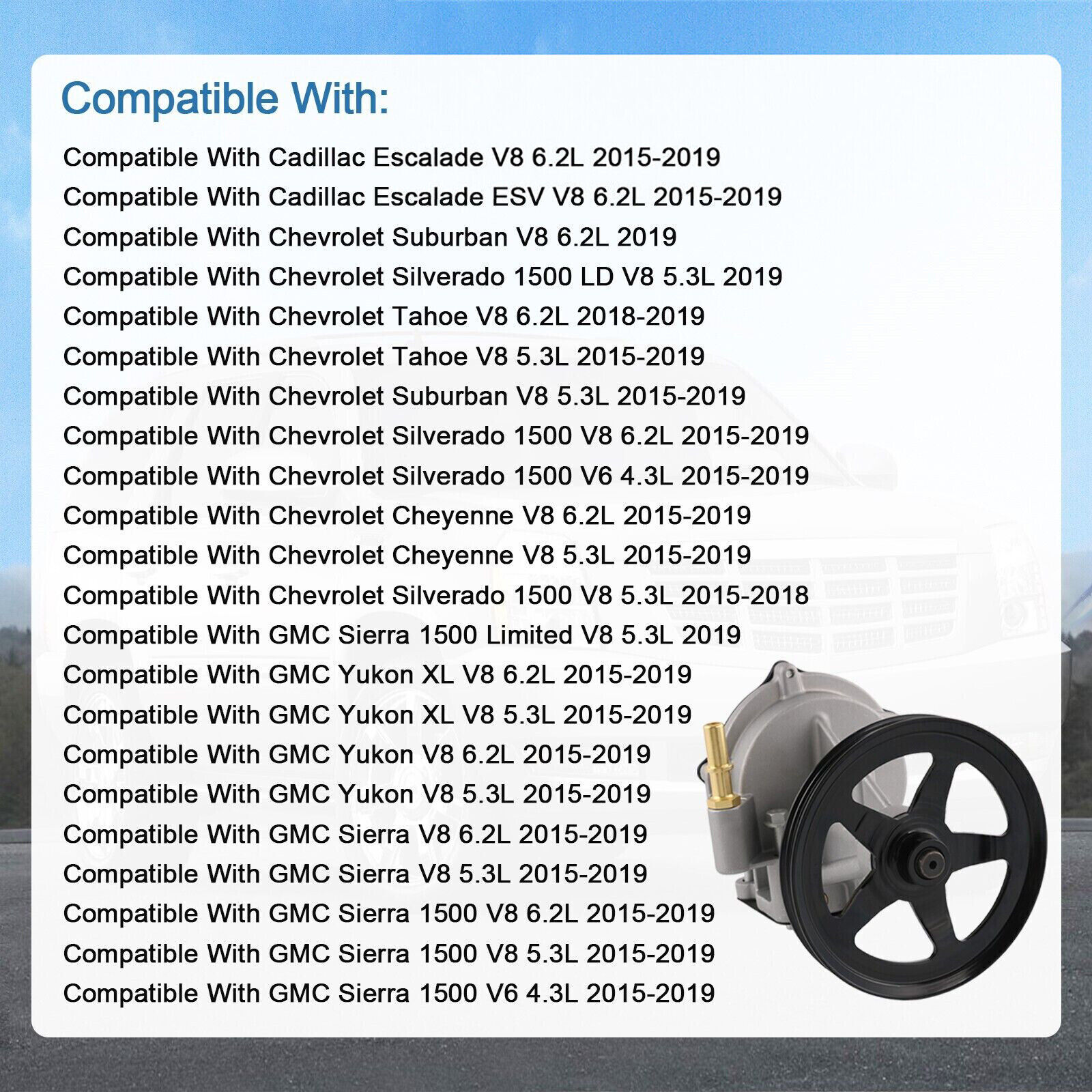 Brake Vacuum Pump For GMC Sierra 1500 4.3L V6&5.3L V8 2014 2015 2016 2017 2018