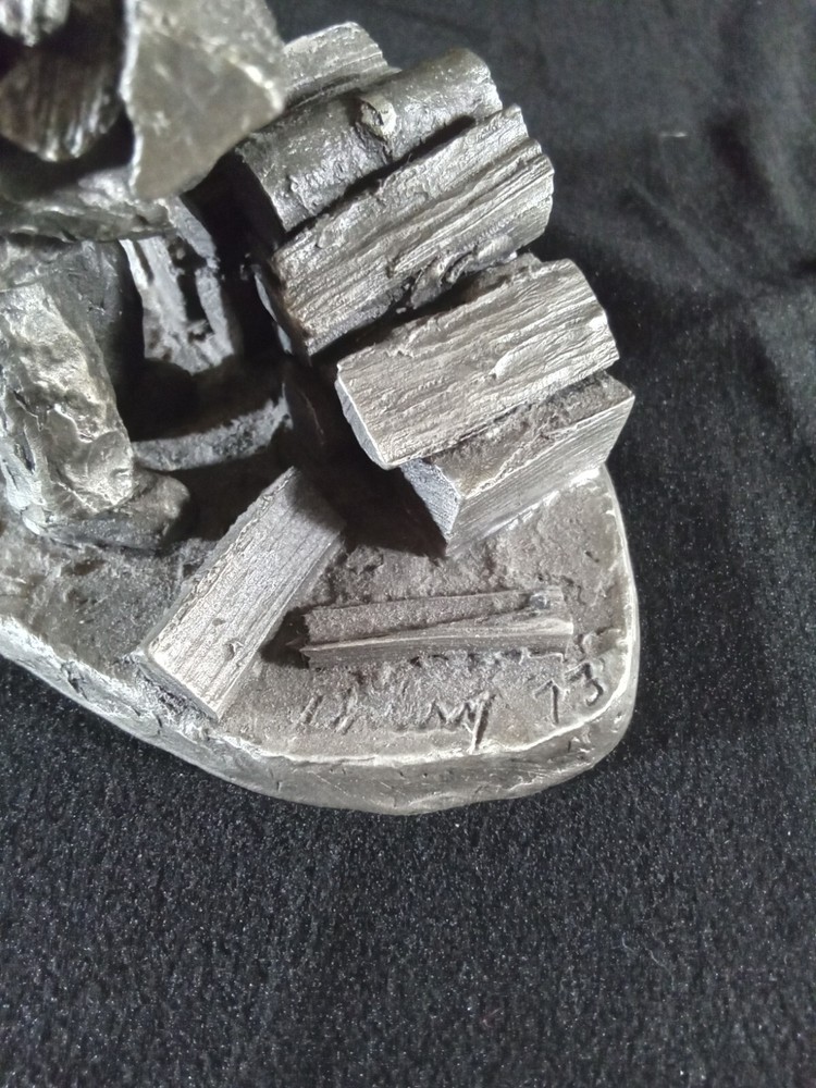 E. Robert Drury 1973 Pewter Figurine 'Boy Stacking Logs'