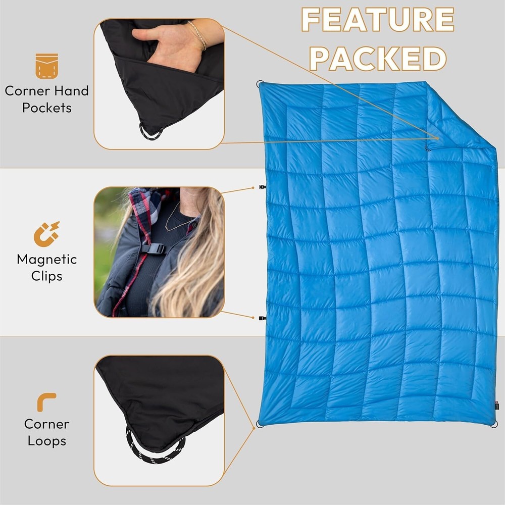 VERSATILE PACKABLE OUTDOOR CAMPING BLANKET, INSULATION, WARM DURABLE LIGHTWEIGHT